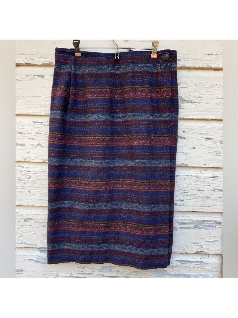 Vintage Casablanca Aztec Western Southwestern BoHo 90s Wrap Midi Skirt 16